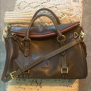 Dooney & Bourke Slate Grey Leather Florentine Satchel with Gold-Tone Hardware
